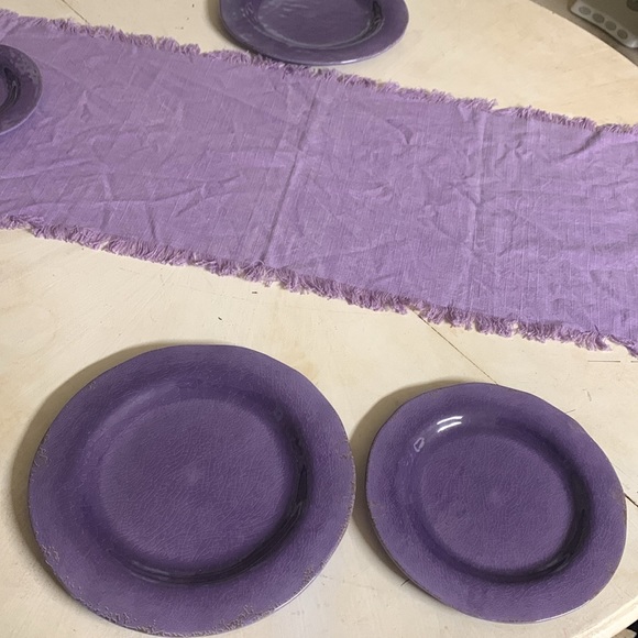 Hobby Lobby Purple Table Runner 14x72 in.2 11x11 Large Plates 2 small 9x9 Used - Picture 3 of 9